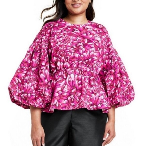 Kika Vargas x Target Women's Mum Floral Scallop Back Blouse Size Medium - Picture 1 of 8